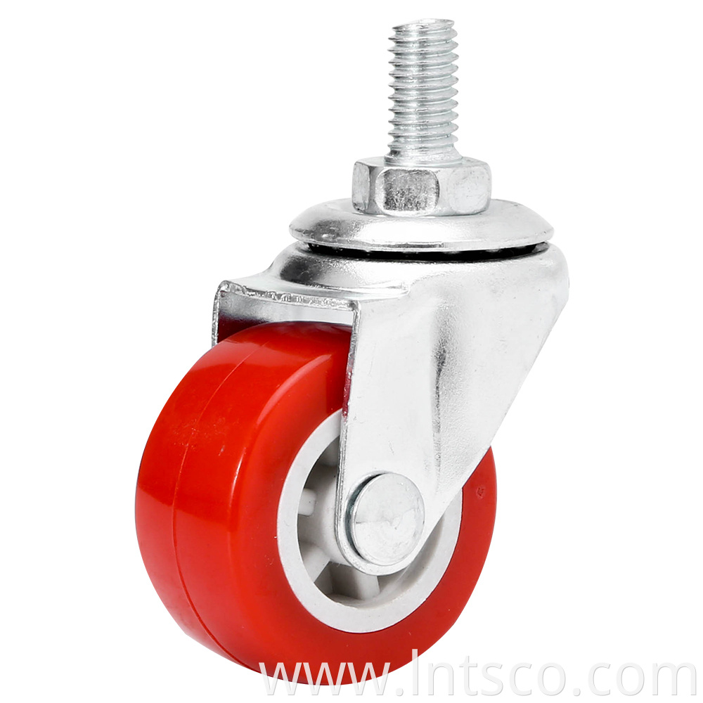 Light Duty Swivel Red PVC Threaded Stem Casters